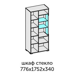 Аллегро-10 Шкаф 2дв. (со стеклом) (дуб крафт золотой-камень темный) в Новоуральске - novouralsk.mebel24.online | фото 2