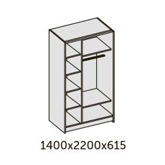 ИННЭС-5 Шкаф-купе 2-х дв. 1400 (2дв. Ф1 - ЛДСП белый глянец) в Новоуральске - novouralsk.mebel24.online | фото 2