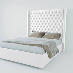 Кровать Версаль ЛЮКС с ПМ 800 (экокожа белая) в Новоуральске - novouralsk.mebel24.online | фото