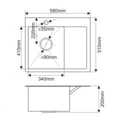 Мойка HD5851L MELANA ProfLine 3,0/200 САТИН врезная прямоугольная с коландером HD5851L в Новоуральске - novouralsk.mebel24.online | фото 2