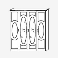 Прованс-2 Шкаф 4-х дверный с 2 зеркалами (Итальянский орех/Груша с платиной черной) в Новоуральске - novouralsk.mebel24.online | фото