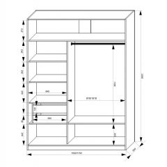 Шкаф-купе 1500 серии NEW CLASSIC K2+K2+B2+PL2(2 ящика+1 штанга+1 полка) профиль «Капучино» в Новоуральске - novouralsk.mebel24.online | фото 3