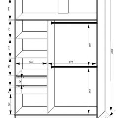 Шкаф-купе 1600 серии SOFT D8+D2+B2+PL4 (2 ящика+F обр.штанга) профиль «Графит» в Новоуральске - novouralsk.mebel24.online | фото 2