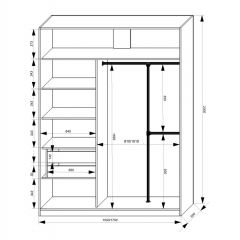 Шкаф-купе 1700 серии NEW CLASSIC K4+K4+B2+PL4 (2 ящика+F обр. штанга) профиль «Капучино» в Новоуральске - novouralsk.mebel24.online | фото 3