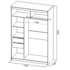 Шкаф-купе №19 Серия 3 Квадро (1700) Ясень Анкор светлый в Новоуральске - novouralsk.mebel24.online | фото 4