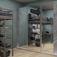 Шкаф-купе 1950 серии SILVER S3+S1+S3Z B22+PL2 (по 2 ящика лев/прав+1штанга+1 полка) профиль «Серебро» в Новоуральске - novouralsk.mebel24.online | фото