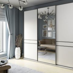 Шкаф-купе 2400 серии SOFT D5+D4+D5+B22+PL3 (по 2 ящика лев/прав+2штанги) профиль «Графит» в Новоуральске - novouralsk.mebel24.online | фото