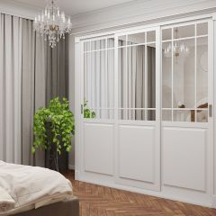 Шкаф-купе 2450 серии NEW CLASSIC K5+K5+K5+B22+PL3 (по 2 ящика лев/прав+1 штанга+1полка) профиль «Капучино» в Новоуральске - novouralsk.mebel24.online | фото