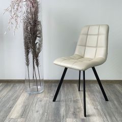 Стул CHILLI SQUARE HK017-02 серо-бежевый, PU/ черный каркас М-City в Новоуральске - novouralsk.mebel24.online | фото 2