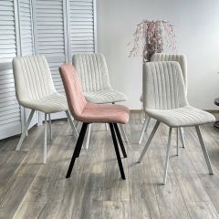 Стул ELVIS WZ2042-01 молочный фактурный велюр / белый каркас М-City в Новоуральске - novouralsk.mebel24.online | фото 2