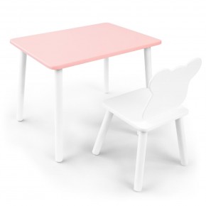 Детский комплект стол и стул «Мишка» Rolti Baby (розовый/белый, массив березы/мдф) в Новоуральске - novouralsk.mebel24.online | фото
