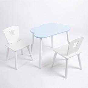 Комплект детский стол ОБЛАЧКО и два стула КОРОНА ROLTI Baby (голубая столешница/белое сиденье/белые ножки) в Новоуральске - novouralsk.mebel24.online | фото