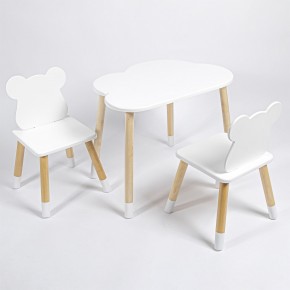 Комплект детский стол ОБЛАЧКО и два стула МИШКА  ROLTI Baby (белая столешница/белое сиденье/береза ножки) в Новоуральске - novouralsk.mebel24.online | фото