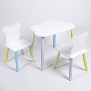 Комплект детский стол ОБЛАЧКО и два стула МИШКА ROLTI Baby (белая столешница/белое сиденье/цветные ножки) в Новоуральске - novouralsk.mebel24.online | фото