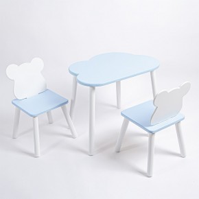 Комплект детский стол ОБЛАЧКО и два стула МИШКА ROLTI Baby (голубая столешница/голубое сиденье/белые ножки) в Новоуральске - novouralsk.mebel24.online | фото 1