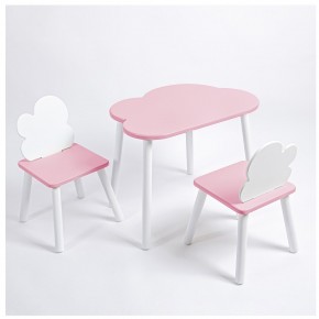 Комплект детский стол ОБЛАЧКО и два стула ОБЛАЧКО ROLTI Baby (розовая столешница/розовое сиденье/белые ножки) в Новоуральске - novouralsk.mebel24.online | фото