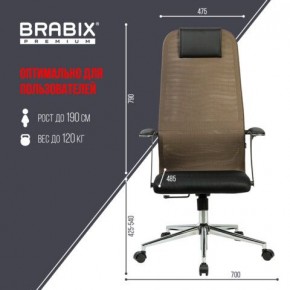 Кресло BRABIX PREMIUM "Ultimate EX-801" хром, плотная двойная сетка Х2, черное/коричневое, 532920 в Новоуральске - novouralsk.mebel24.online | фото 6