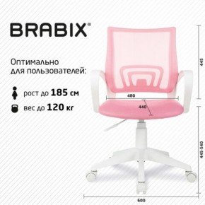 Кресло BRABIX "Fly MG-396W", с подлокотниками, пластик белый, сетка, розовое, 533008 в Новоуральске - novouralsk.mebel24.online | фото 5