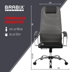 Кресло офисное BRABIX PREMIUM "Ultimate EX-800" хром, плотная двойная сетка Х2, черное/серое, 532912 в Новоуральске - novouralsk.mebel24.online | фото 3