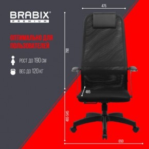 Кресло офисное BRABIX PREMIUM "Ultimate EX-801" пластик, плотная двойная сетка Х2, черное, 532922 в Новоуральске - novouralsk.mebel24.online | фото 5