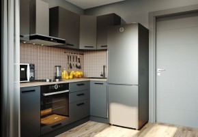 Кухня угловая Антрацит 2200х1000 (Стол. 38мм) в Новоуральске - novouralsk.mebel24.online | фото