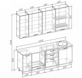 Кухонный гарнитур Антрацит 2200 (Стол. 38мм) в Новоуральске - novouralsk.mebel24.online | фото 3