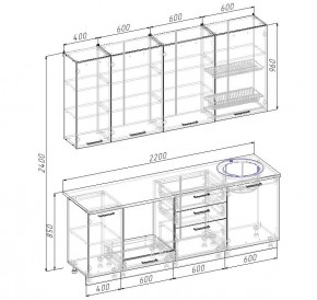 Кухонный гарнитур Капри 2200 h950 (Стол. 26мм) в Новоуральске - novouralsk.mebel24.online | фото 2