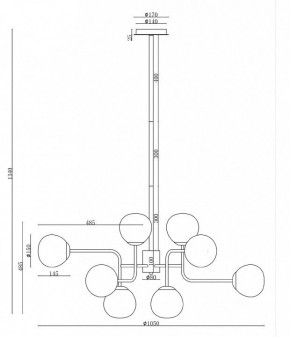 Люстра на штанге Maytoni Erich MOD221-PL-12-G в Новоуральске - novouralsk.mebel24.online | фото 3