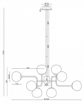 Люстра на штанге Maytoni Erich MOD221-PL-12-N в Новоуральске - novouralsk.mebel24.online | фото 3