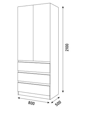 ПАРУС Шкаф 2-х ств. 800 в Новоуральске - novouralsk.mebel24.online | фото 3