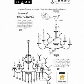 Подвесная люстра iLamp Diamond 6071-18 GD+CL в Новоуральске - novouralsk.mebel24.online | фото 2