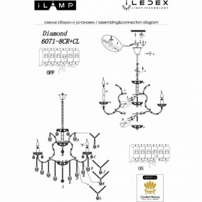 Подвесная люстра iLamp Diamond 6071-8 CR+CL в Новоуральске - novouralsk.mebel24.online | фото 2