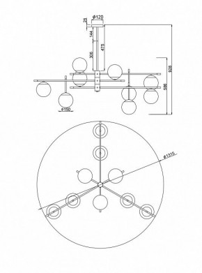 Подвесная люстра Maytoni Nostalgia MOD048PL-09G в Новоуральске - novouralsk.mebel24.online | фото 3