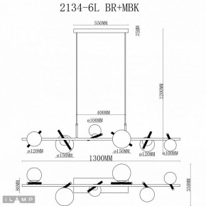 Подвесной светильник iLamp Golden 2134-6L BR+MBK в Новоуральске - novouralsk.mebel24.online | фото 3