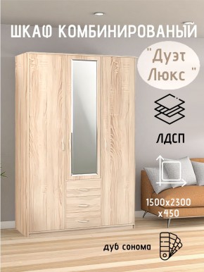 Шкаф комбинированный Дуэт Люкс с зеркалом в Новоуральске - novouralsk.mebel24.online | фото