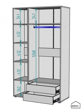 Шкаф Linnea MHR-3PO-2 2050х1200х510 (Белый-М 11.1.2) в Новоуральске - novouralsk.mebel24.online | фото 3