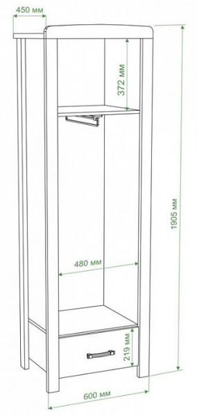 Шкаф платяной Бартоло Ш1Д в Новоуральске - novouralsk.mebel24.online | фото 2