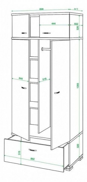 Шкаф платяной Домино КС-20 в Новоуральске - novouralsk.mebel24.online | фото 3