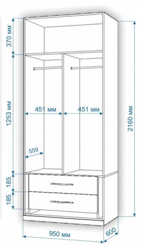 Шкаф платяной Нобиле Пл-95/60 в Новоуральске - novouralsk.mebel24.online | фото 2