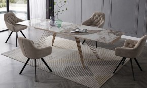 Стол ACERRA NEW 160 GLOSS LUXURY PANDORA SOLID CERAMIC/ каркас цвета шампань, ®DISAUR в Новоуральске - novouralsk.mebel24.online | фото 3