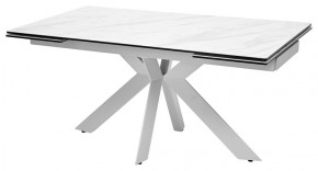 Стол BELLUNO 160 MARBLES KL-99 Белый мрамор матовый, итальянская керамика/ белый каркас, ®DISAUR в Новоуральске - novouralsk.mebel24.online | фото 1