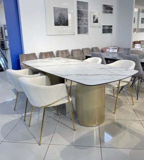 Стол BRONTE 220 KL-188 Контрастный мрамор матовый, итальянская керамика/ Шампань, ®DISAUR в Новоуральске - novouralsk.mebel24.online | фото 3