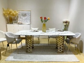 Стол CHIAVARI 220 KL-188 Контрастный мрамор матовый, итальянская керамика / Шампань, ®DISAUR в Новоуральске - novouralsk.mebel24.online | фото 2