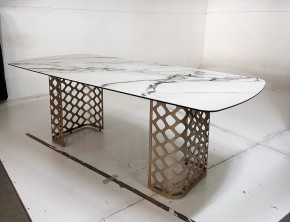Стол CHIAVARI 220 KL-188 Контрастный мрамор матовый, итальянская керамика / Шампань, ®DISAUR в Новоуральске - novouralsk.mebel24.online | фото 6