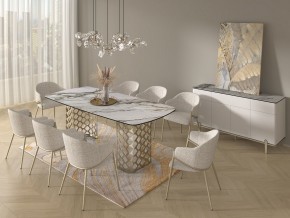 Стол CHIAVARI 220 KL-188 Контрастный мрамор матовый, итальянская керамика / Шампань, ®DISAUR в Новоуральске - novouralsk.mebel24.online | фото 9