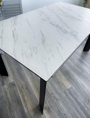 Стол CREMONA 180 KL-99 Белый мрамор матовый, итальянская керамика / черный каркас, ®DISAUR в Новоуральске - novouralsk.mebel24.online | фото 2