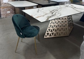 Стол ENNA 220 KL-188 Контрастный мрамор матовый, итальянская керамика/ каркас цвета шампань, ®DISAUR в Новоуральске - novouralsk.mebel24.online | фото 8