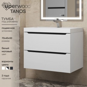 Тумба под раковину Uperwood Tanos 70 см, подвесная, белая/графит в Новоуральске - novouralsk.mebel24.online | фото 3