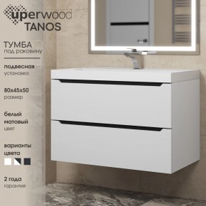 Тумба под раковину Uperwood Tanos 80 см, подвесная, белая/графит в Новоуральске - novouralsk.mebel24.online | фото 3