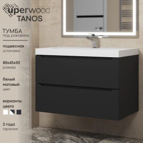 Тумба под раковину Uperwood Tanos 80 см, подвесная, черная матовая в Новоуральске - novouralsk.mebel24.online | фото 3